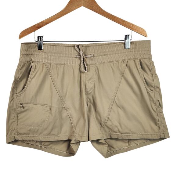 The North Face Womens Hiking Shorts XL Tan Solid Elastic Waist Drawstring - Picture 1 of 15